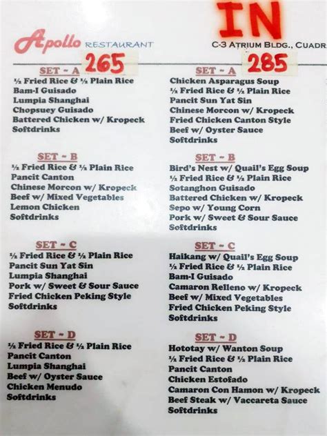 apollo restaurant bacolod menu|Apollo Restaurant Hilado .